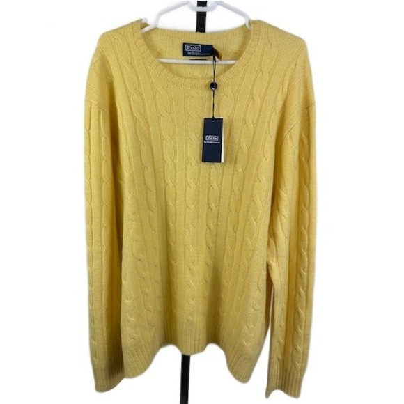 Polo Ralph Lauren Other - Polo Ralph Lauren 100% Cashmere Sweater Men's Size XXL Yellow Cable Knit $398